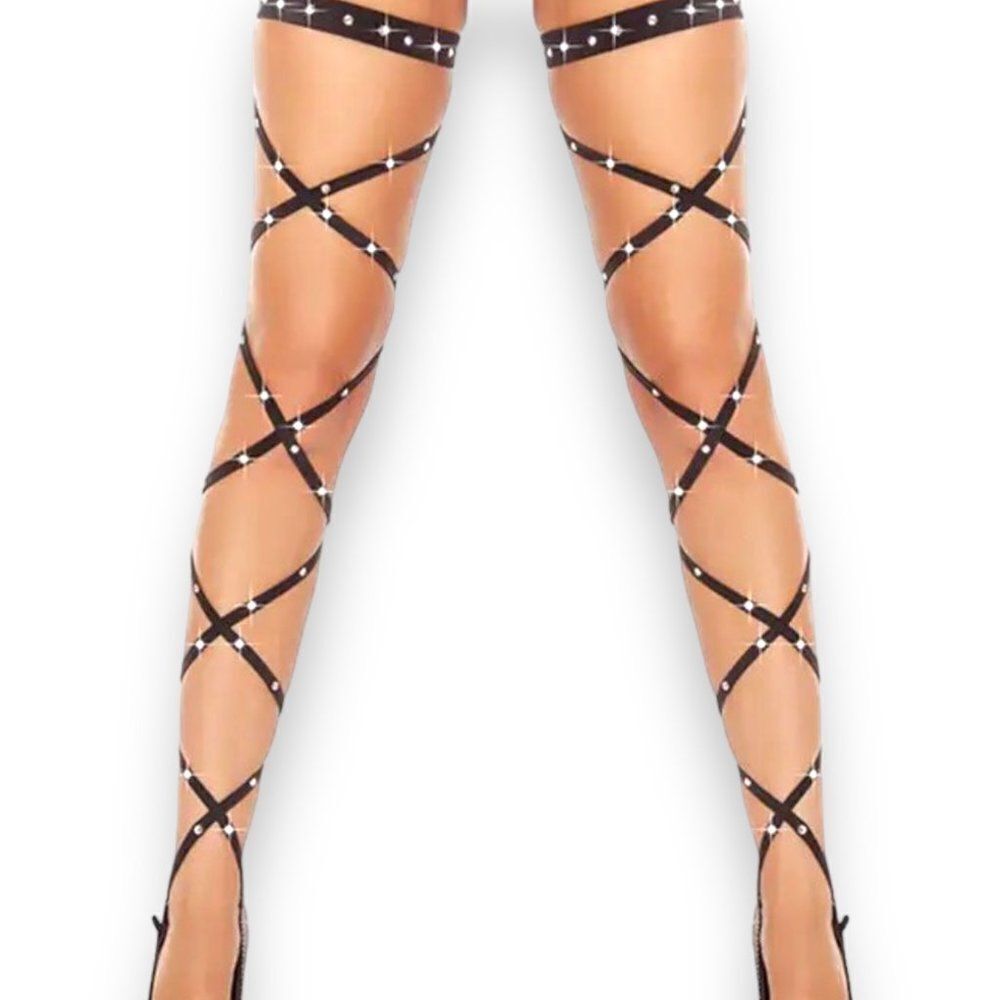 Black Diamond Studded Leg Wraps NEW
